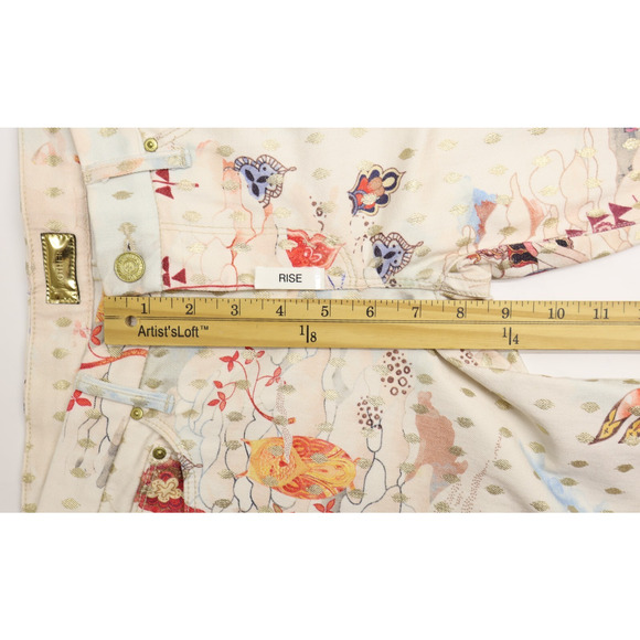 Mother Women's The Looker Friends In High Places Printed Beige Sz 26 - Picture 5 of 13